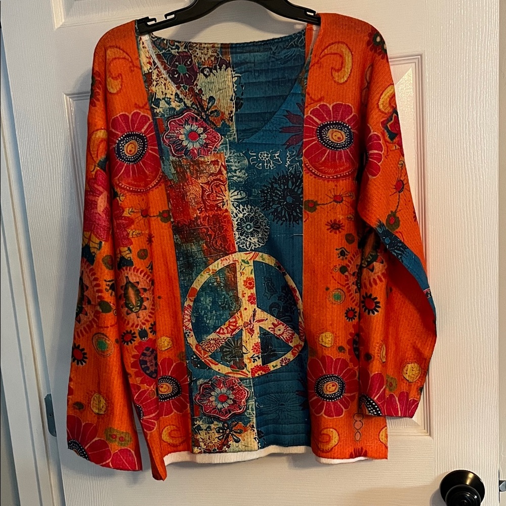 Vibrant Floral Peace Sign Women's Blouse